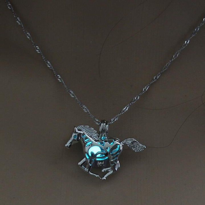 Glowing Galloping Horse Pendant Necklace