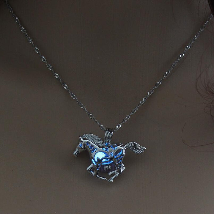 Glowing Galloping Horse Pendant Necklace
