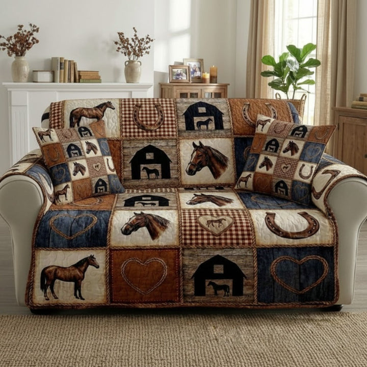 Patchy Horse Quilted Sofa Cover GFTOTG3090