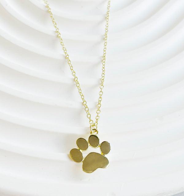 Gold-Plated Paw Necklace for Dog Lovers
