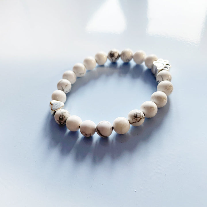 Handcrafted Natural Stone Paw Bracelet with Heart Charm
