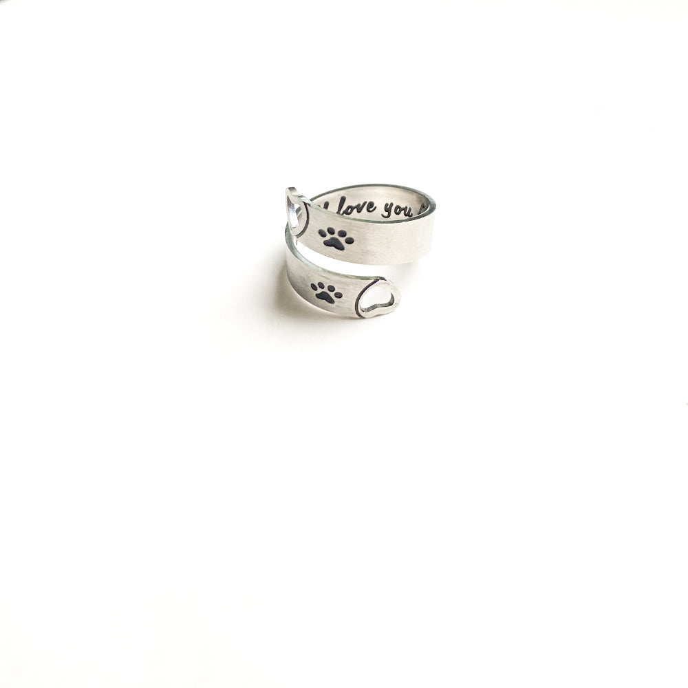 Adjustable Stainless Steel Paw & Heart Twist Ring