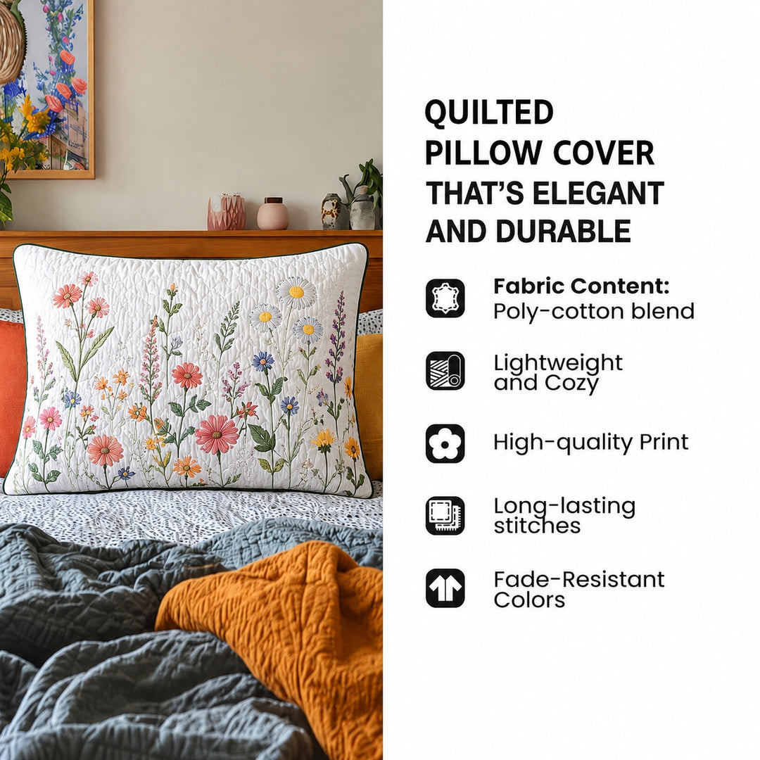 Herbal Garden Patchwork Quilted Pillow Cover QV79QLTPLC
