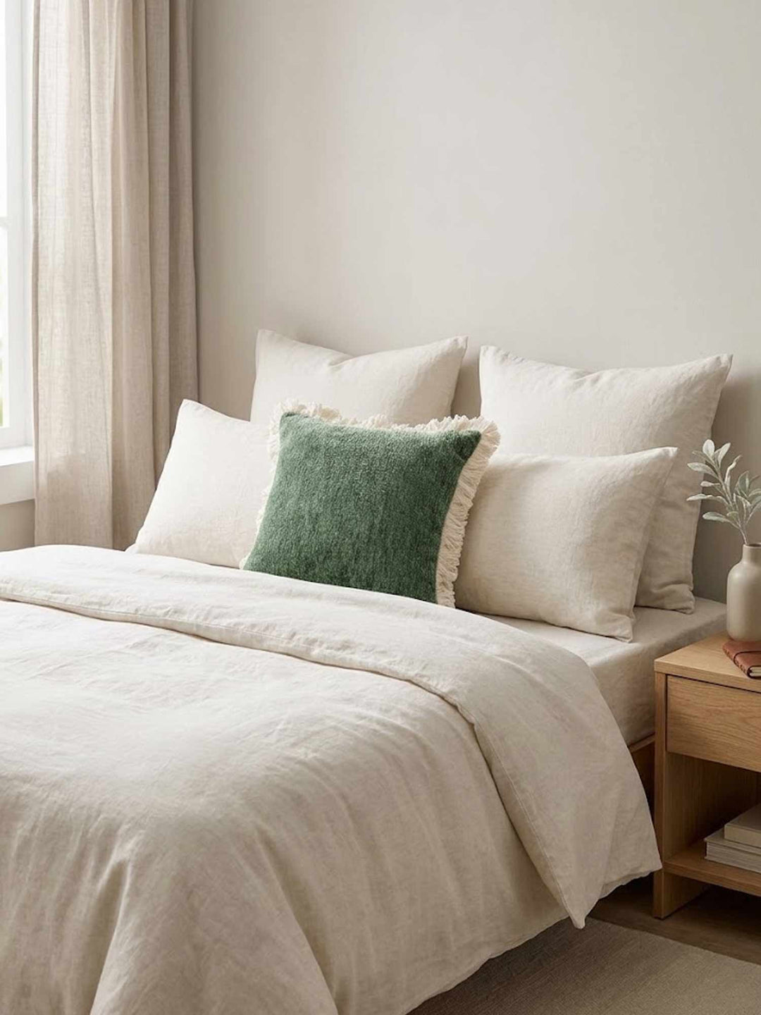 Sage Green Chenille Fringe Throw Pillow Cover