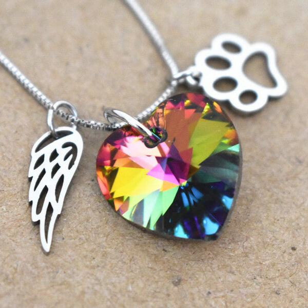 Rainbow Heart Memorial Necklace
