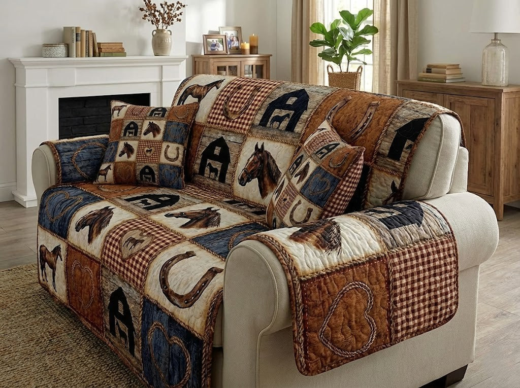 Patchy Horse Quilted Sofa Cover GFTOTG3090
