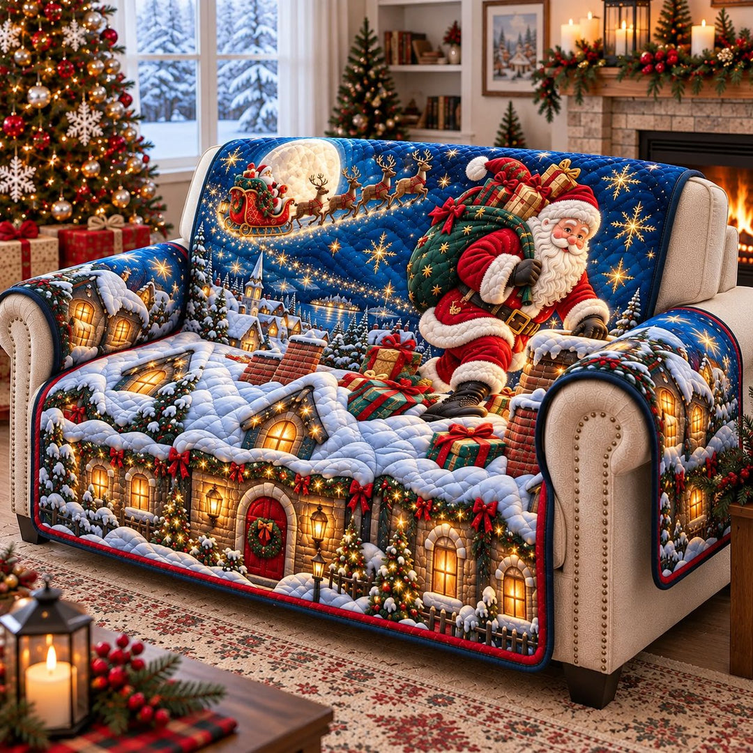 Santa Rooftop Delivery Quilted Sofa Cover GFTONTD3198