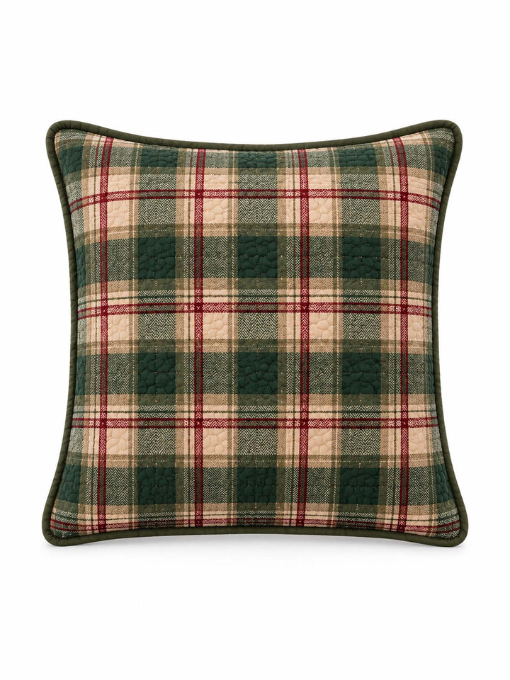 Winter Cabin & Plaid Christmas Quilted Pillow Covers 2-Piece Set