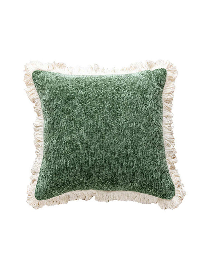 Sage Green Chenille Fringe Throw Pillow Cover