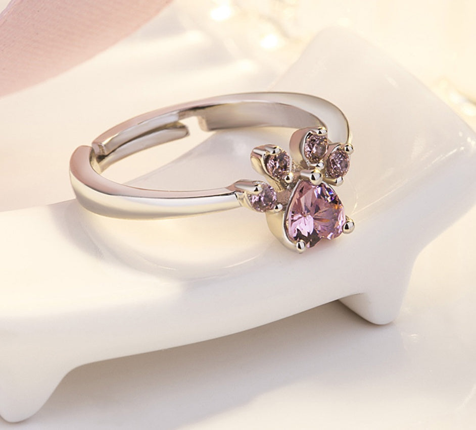 4-Piece Paw Jewellery Set for Women – Rose Gold with Zirconia Heart