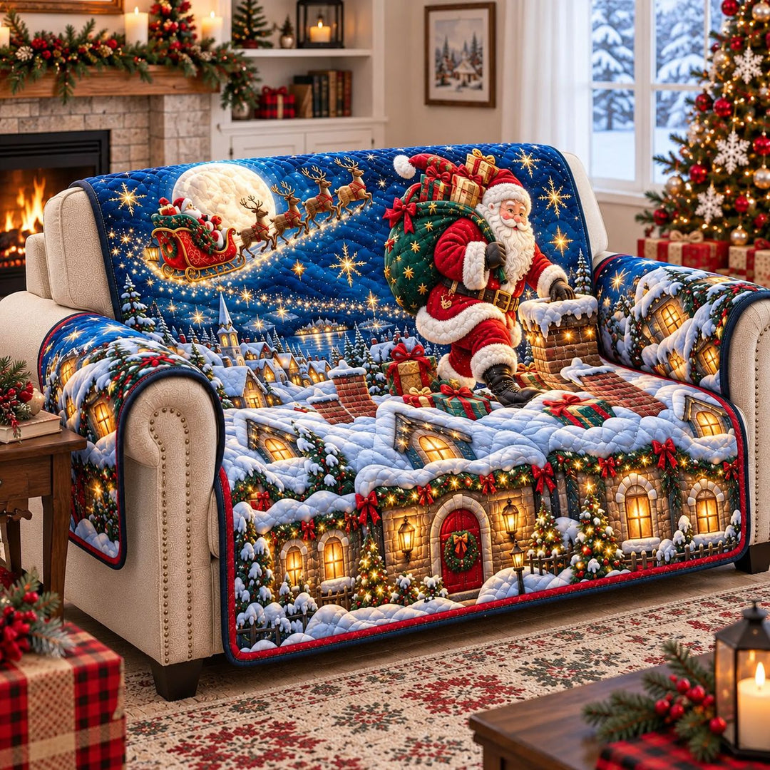 Santa Rooftop Delivery Quilted Sofa Cover GFTONTD3198