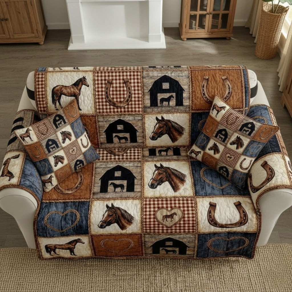 Patchy Horse Quilted Sofa Cover GFTOTG3090