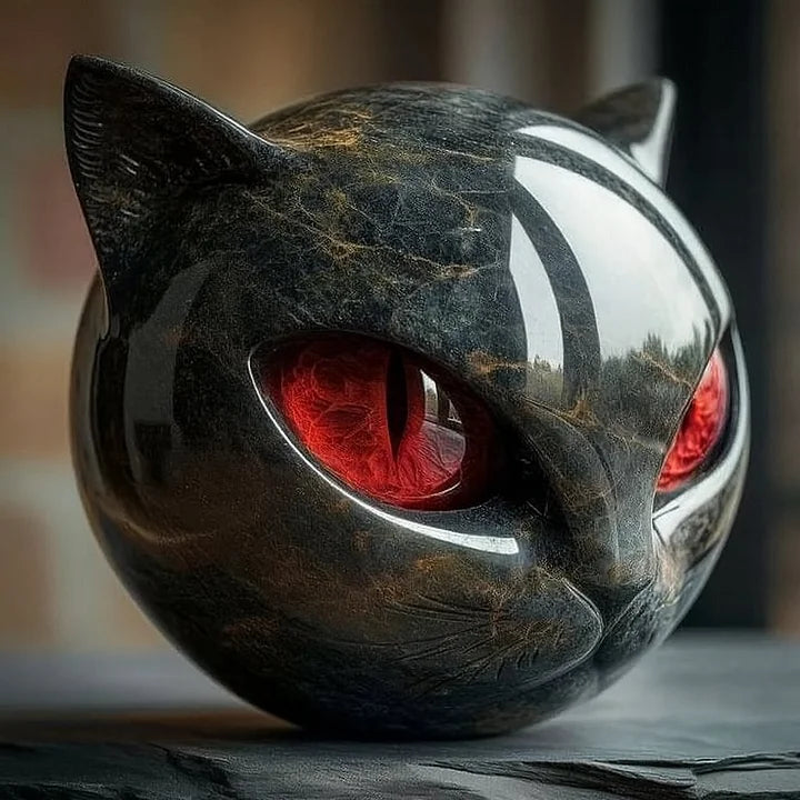 NyxCharm – Mystical Black Cat Head Sculpture
