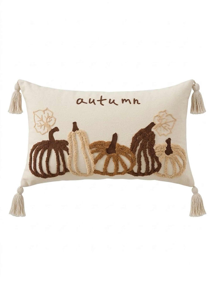 Autumn Pumpkin Punch Needle Lumbar Pillow Cover