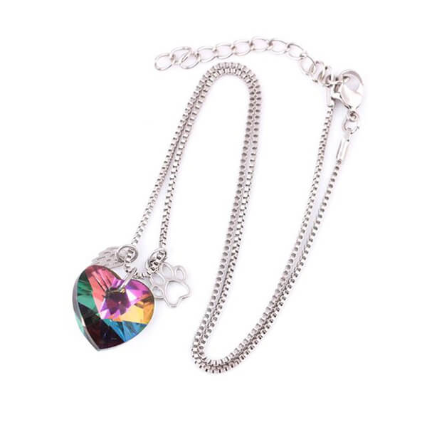 Rainbow Heart Memorial Necklace
