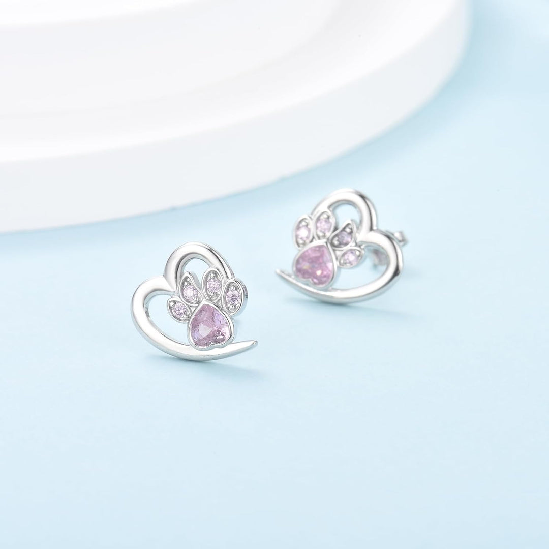 Paw Print Heart Earrings – Pet Lover Jewellery