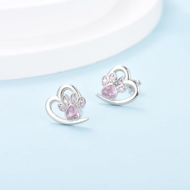 Paw Print Heart Earrings – Pet Lover Jewellery