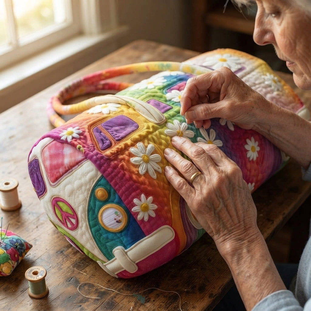 Prismvana | Rainbow Flower Camper Van Quilted Duffle
