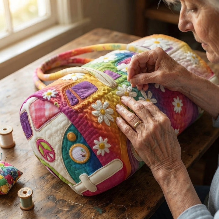 Prismvana | Rainbow Flower Camper Van Quilted Duffle