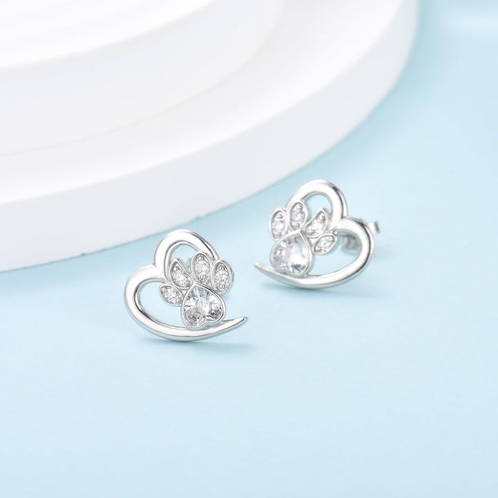 Paw Print Heart Earrings – Pet Lover Jewellery