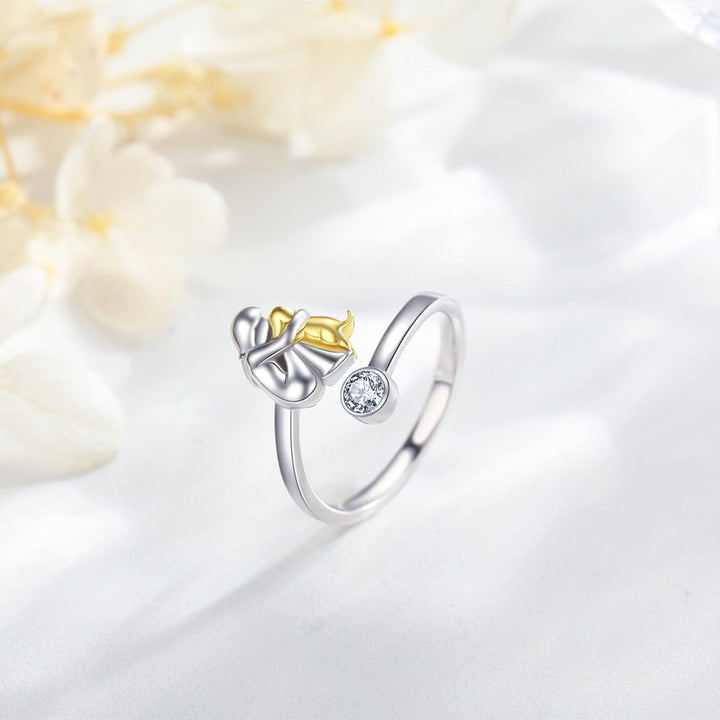 Adjustable Silver Dog Ring – Handmade Ring for Women