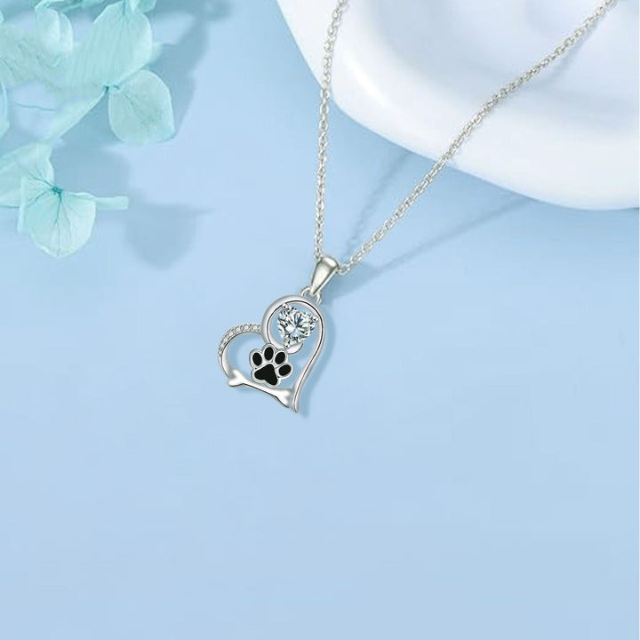 Heartfelt Paw Necklace with Zirconia – For Dog Lovers