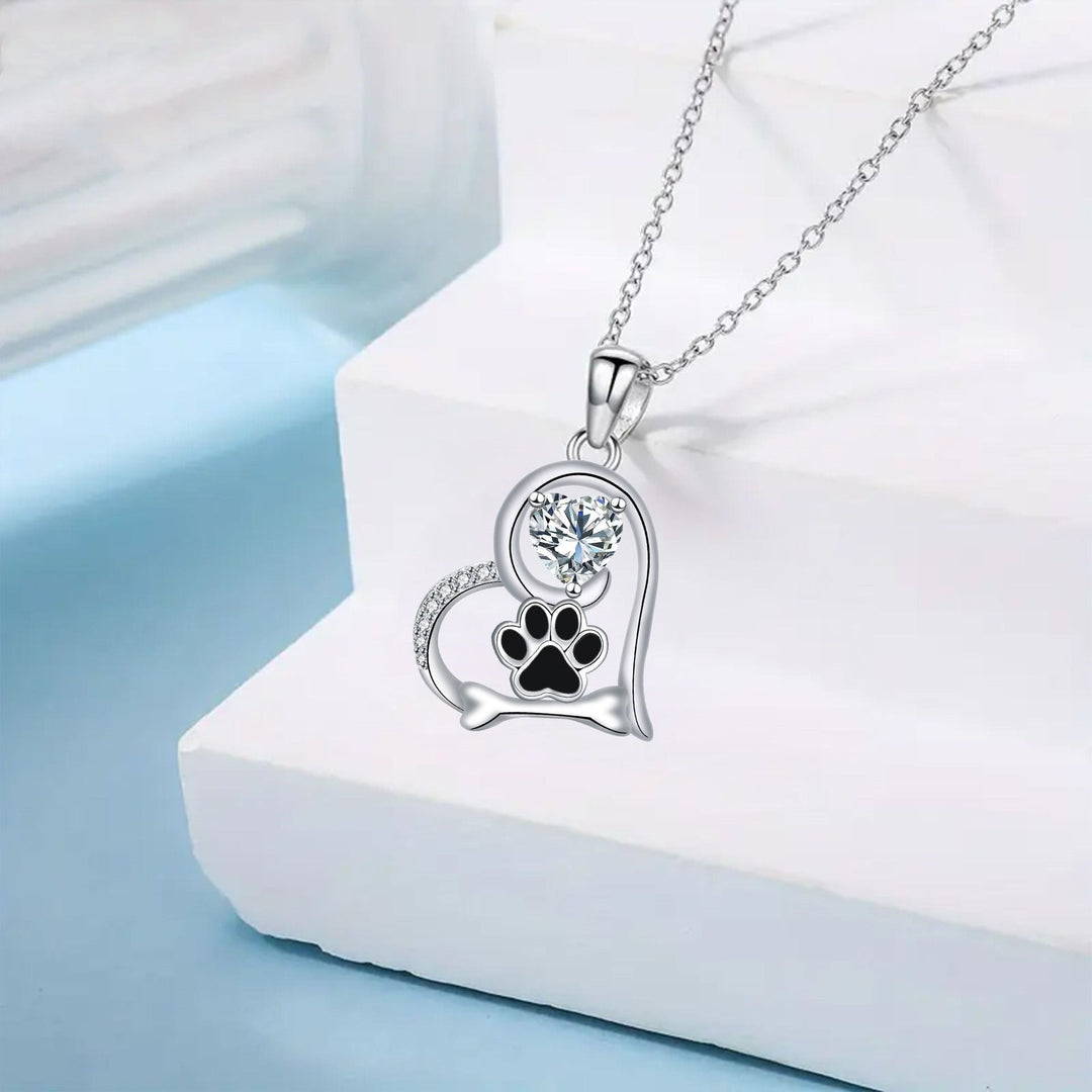 Heartfelt Paw Necklace with Zirconia – For Dog Lovers
