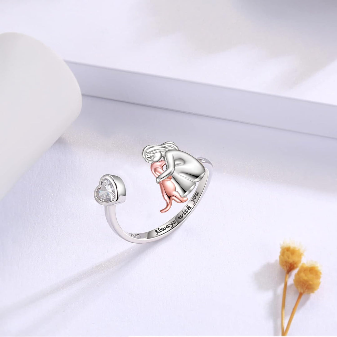 Dog Ring in Sterling Silver and White Zirconia – Adjustable