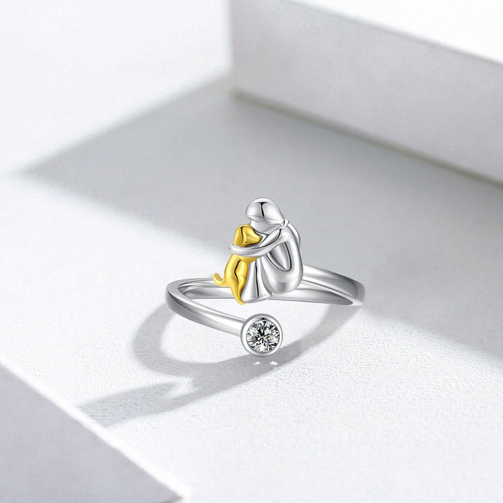 Adjustable Silver Dog Ring – Handmade Ring for Women