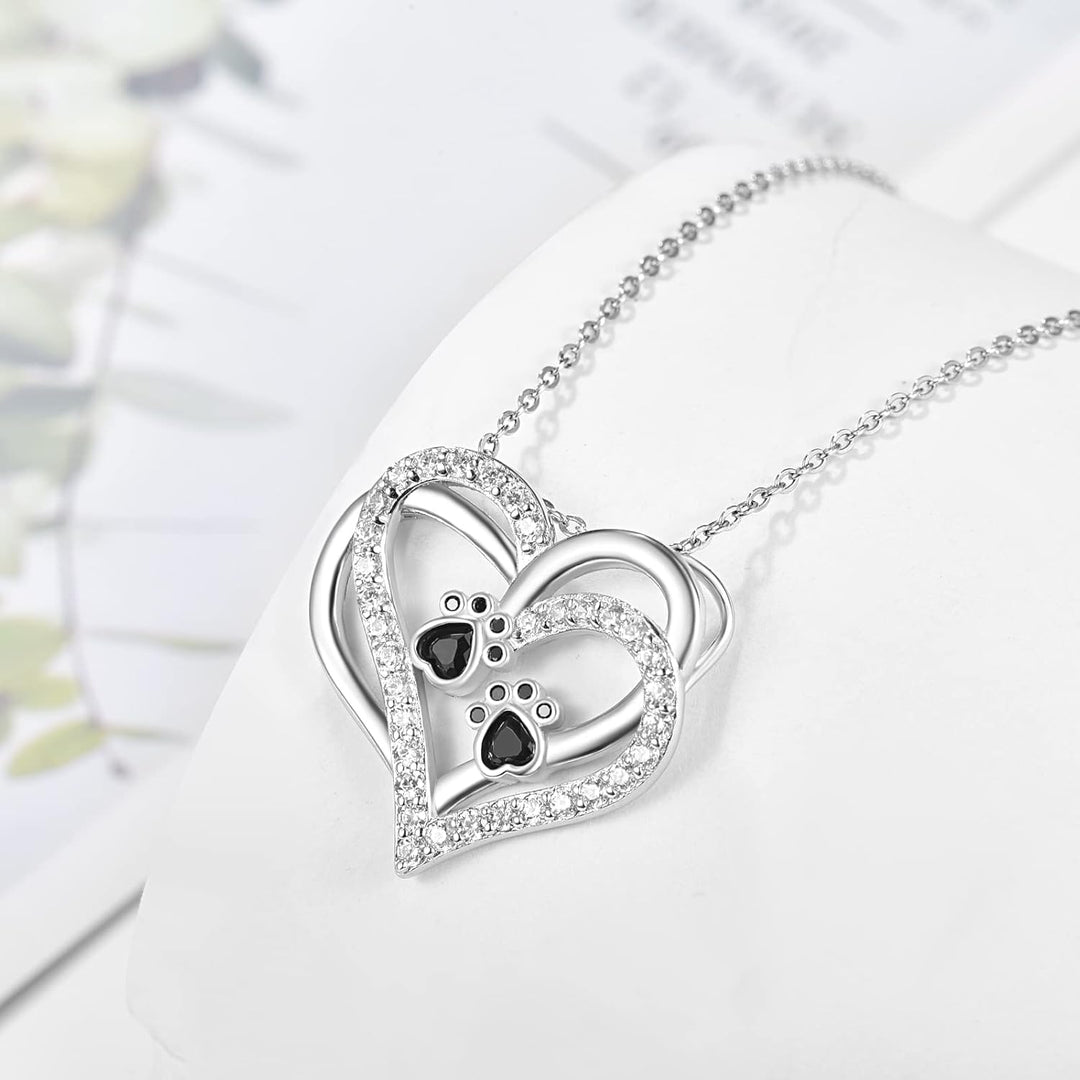 Heart & Dog Paw Necklace