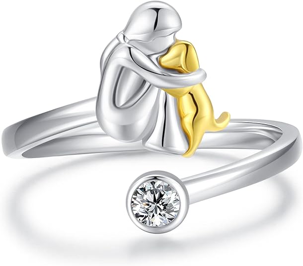 Adjustable Silver Dog Ring – Handmade Ring for Women