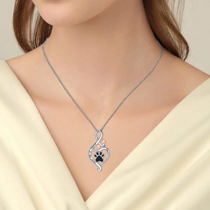 Fortunata Necklace with Paw, Heart and Bone – 'Always in My Heart' Pendant