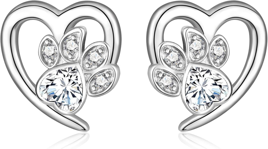 Paw Print Heart Earrings – Pet Lover Jewellery