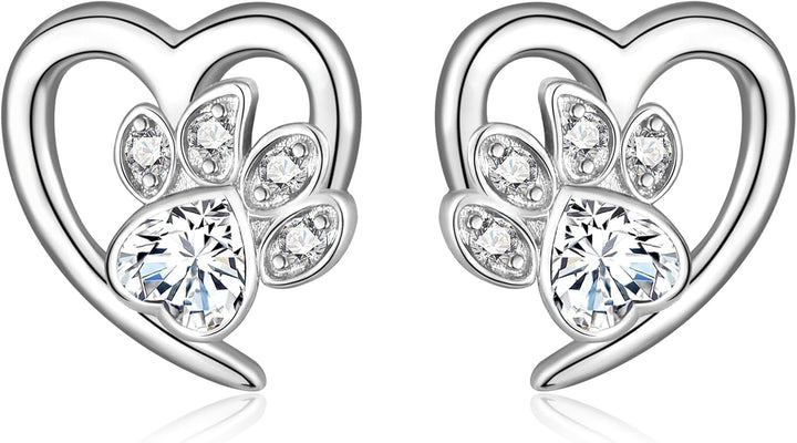 Paw Print Heart Earrings – Pet Lover Jewellery