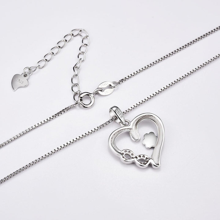 Paw Print Heart Necklace with Infinity Pendant