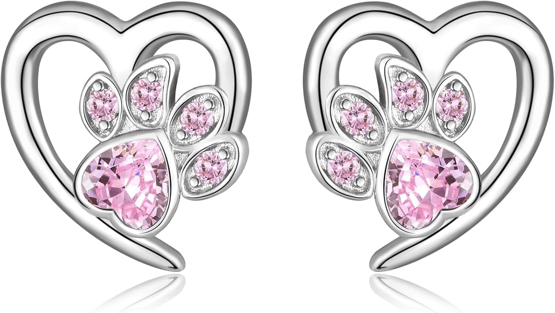 Paw Print Heart Earrings – Pet Lover Jewellery