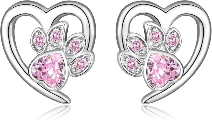 Paw Print Heart Earrings – Pet Lover Jewellery