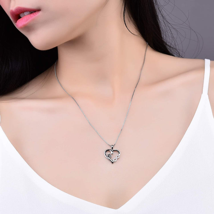 Paw Print Heart Necklace with Infinity Pendant