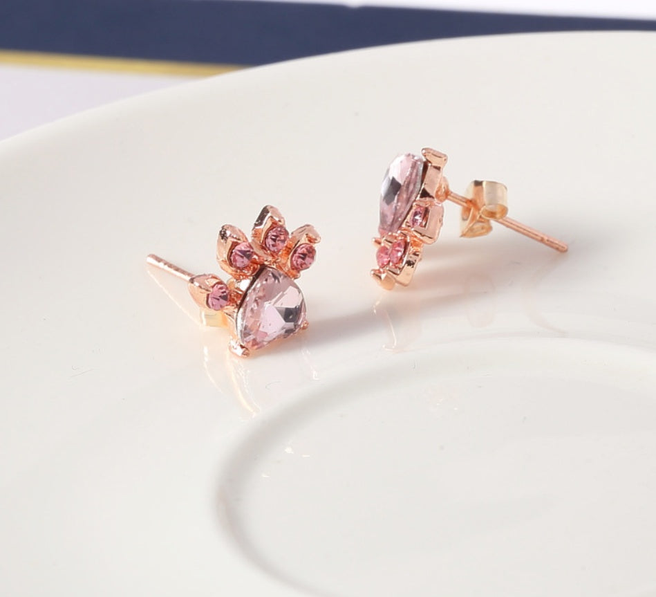4-Piece Paw Jewellery Set for Women – Rose Gold with Zirconia Heart