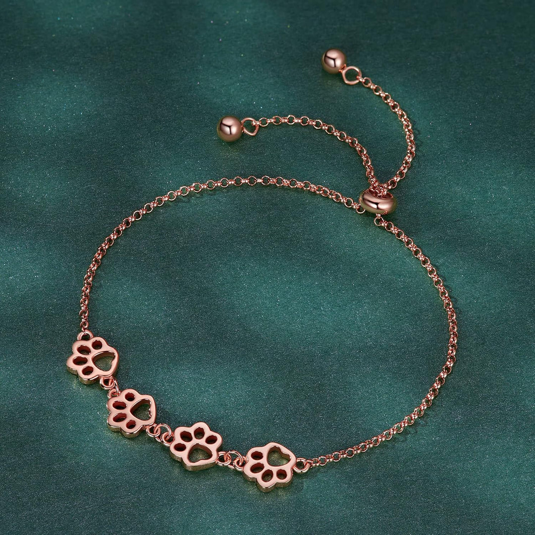 Sterling Silver Dog Paw Print Bracelet – Adjustable