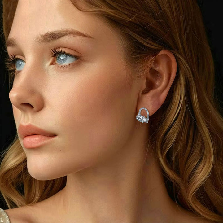 Sleeping Puppy Drop Earrings in Sterling Silver