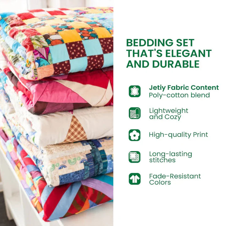 Vintage Christmas Patchwork 3-Piece Bedding Set