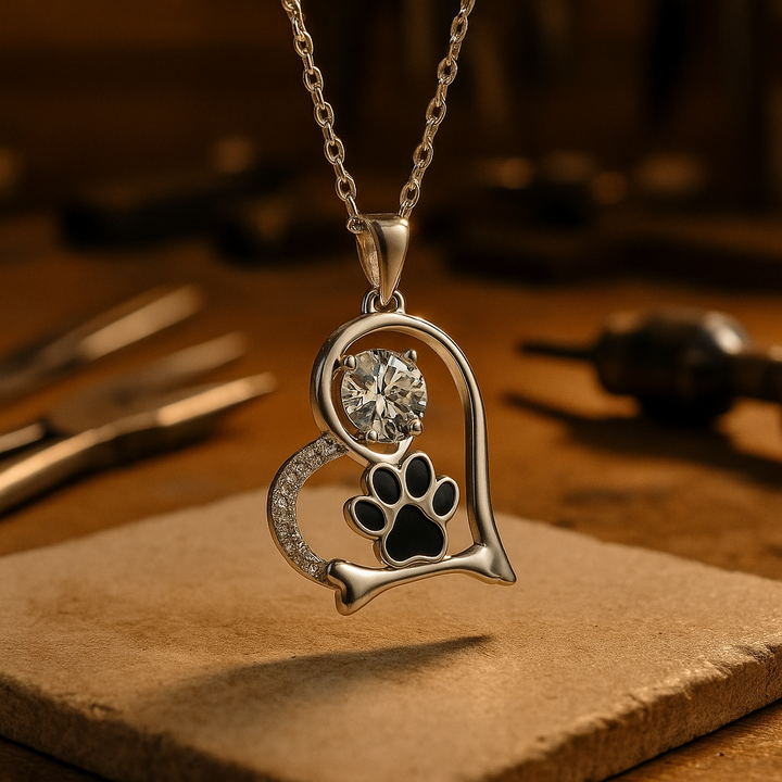 Heartfelt Paw Necklace with Zirconia – For Dog Lovers
