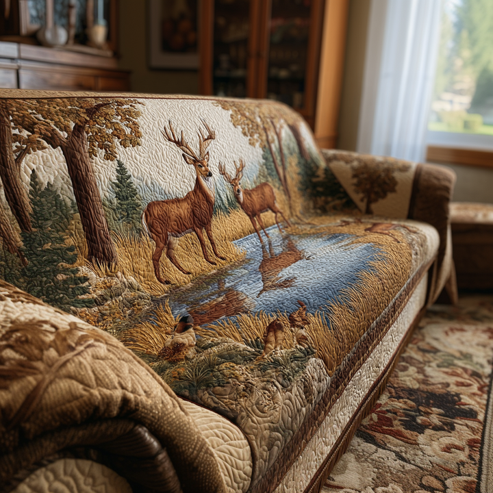 Catherine - Quilted Sofa Cover Deer from the Valley