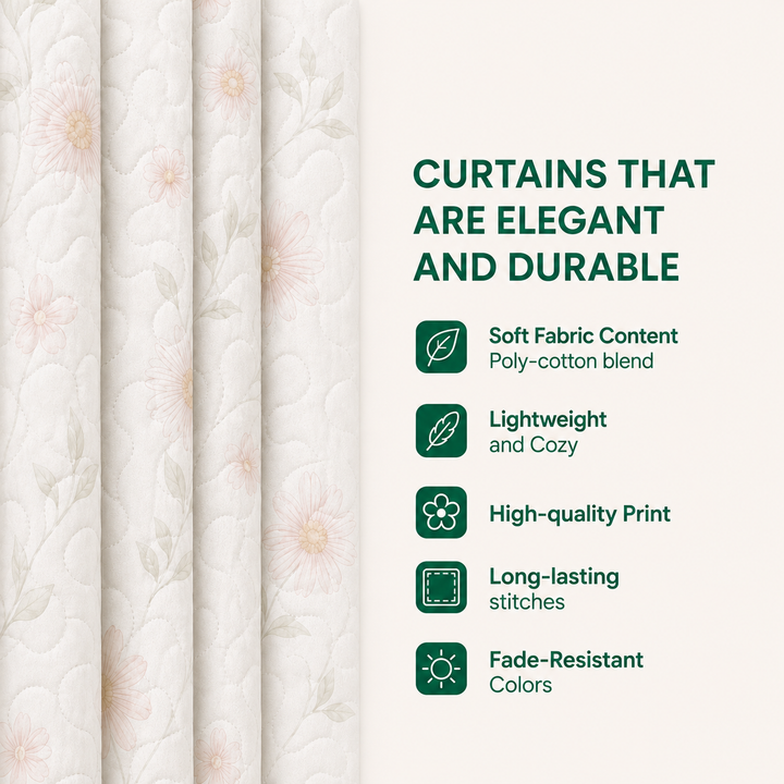 Vintage Hummingbird & Wildflower Floral Quilted Curtains LD58QLTCT