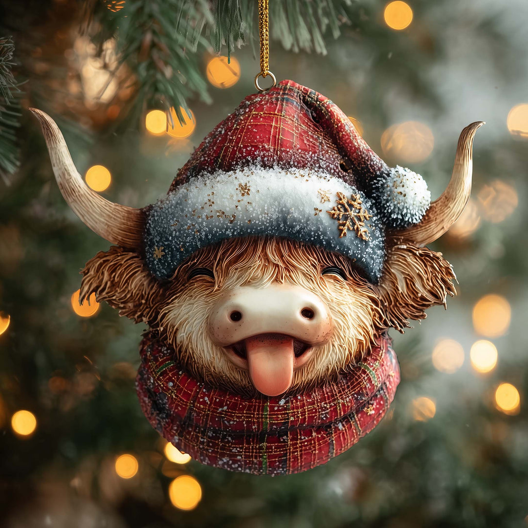 Highland Smiling Christmas Mica Ornament