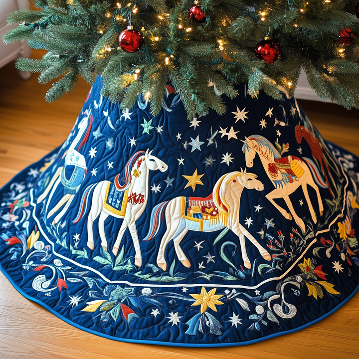 Christmas Horse Quilted Tree Skirt