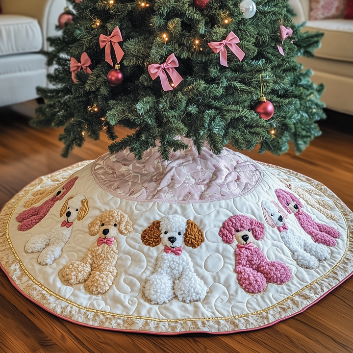 Christmas Poodle Quilted Tree Skirt