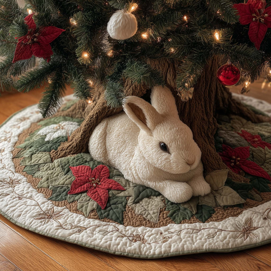 Winter Bunny Nest Quilted Tree Skirt GFTOHD12007