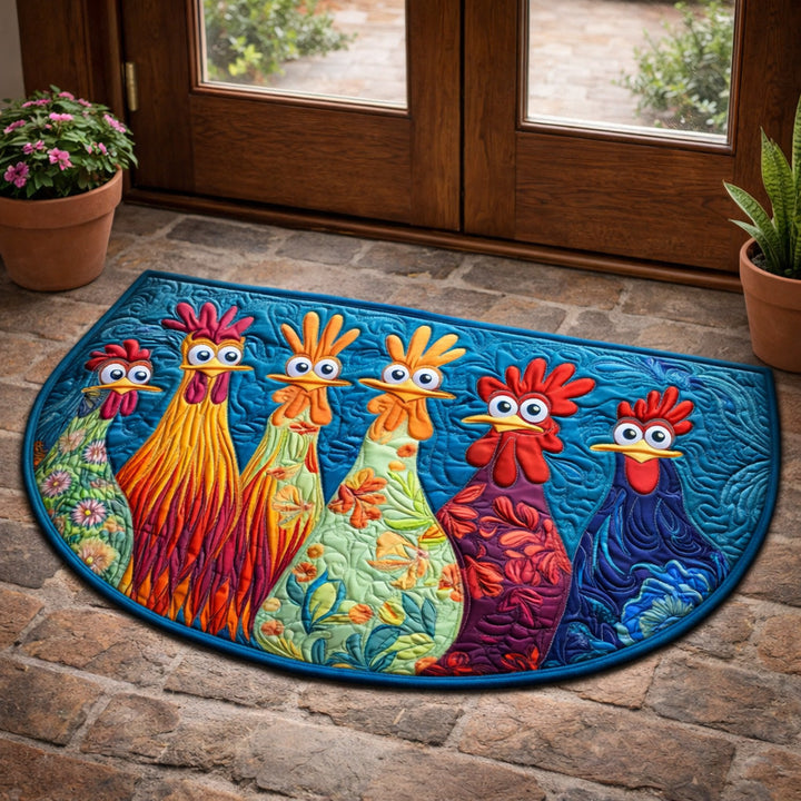 Colorful Farm Roosters Quilted Welcome Mat GFTOHD13729